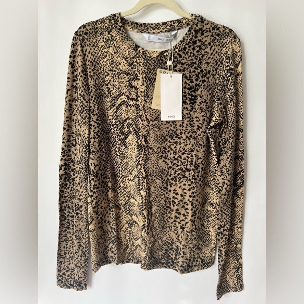 Nwt - Mango, Women’s Printed Long Sleeve T-Shirt. Size : Xs.